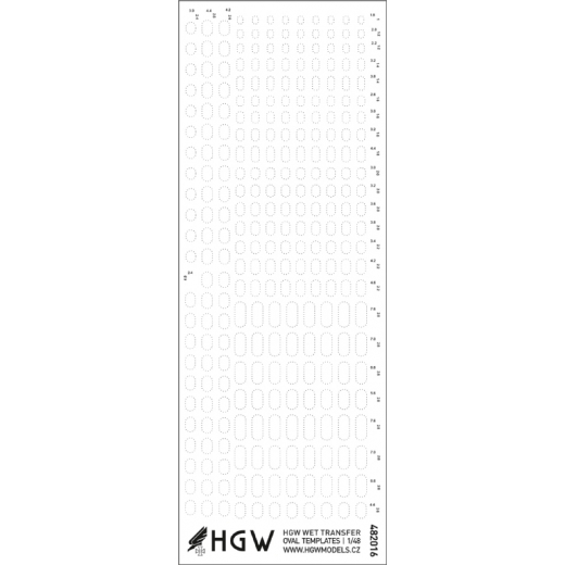 Free lines of rivets, Oval Templates - Positive Rivets  HGW482016