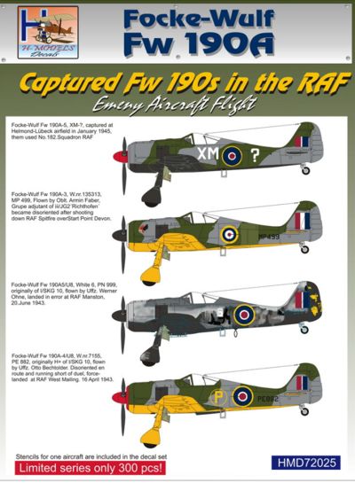 Focke Wulf FW190A, captured FW190s in the RAF  HMD72025