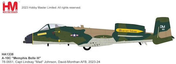 A10C Thunderbolt II USAF "Memphis Belle III" 78-0651, Capt Lindsay "Mad" Johnson,  David-Monthan AFB, 2023-24  HA1338