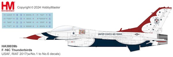 F16C Fighting Falcon USAF, Thunderbirds USAF, RIAT 2017 (w/No.1 to No.6 decals)  HA38039B