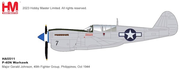 Curtiss P40N Warhawk Major Gerald Johnson, 49th Fighter Group,  Philippines, Oct 1944  HA5510