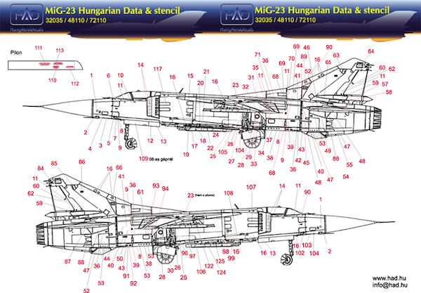 Mikoyan MiG-23 MF (Hungarian stencil & data)  HAD32035