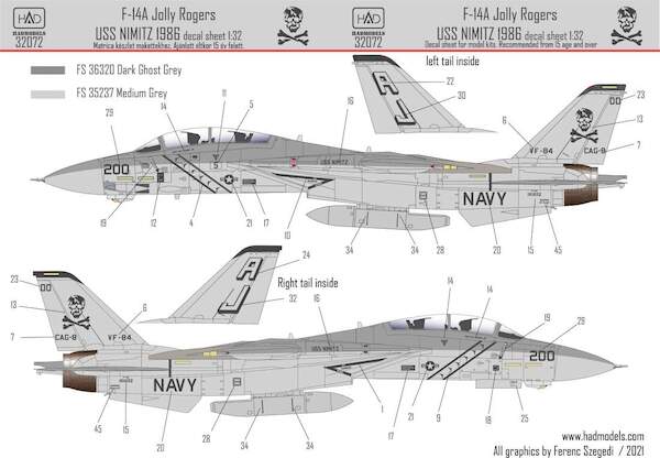 Grumman F-14A VF-84 Jolly Rogers low visibility USS NIMITZ 1986  HAD32072