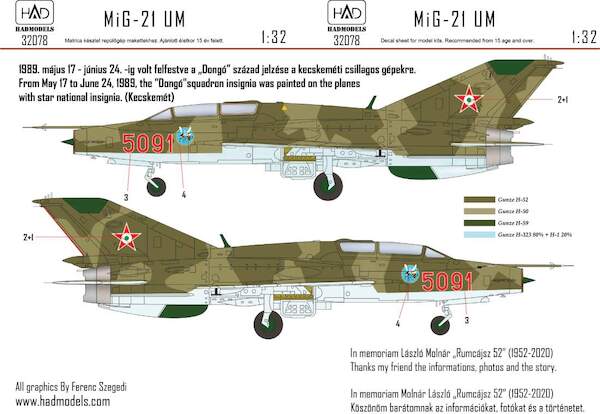 Mikoyan MiG-21 UM 5091 "Dong" Squadron with star national insignias  HAD32078
