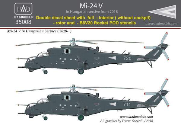 Mil Mi24V Hind in Hungarian service  with Grey NATO scheme (From 2018) with full stenciling  HAD35008