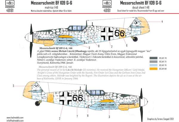 Messerschmitt BF109G-6 ("Erzsike" 66 Hungarian AF)  HAD48181