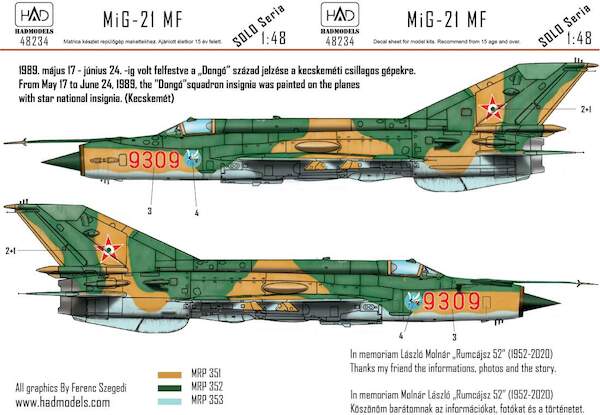 Mikoyan MiG21MF Fishbed (9309,  Dong Squadron Hungarian AF)  HAD48234