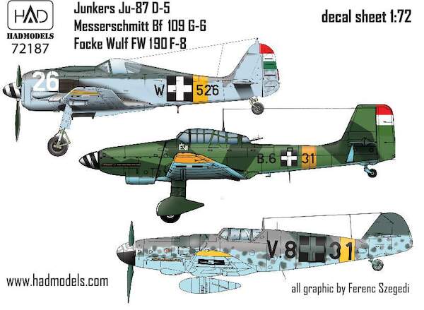 Junkers Ju87D-5, Messerschmitt BF109G-6, Focke Wulf FW190F-8 (Hungarian AF)  HAD72187