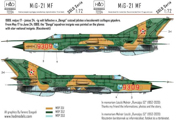 Mikoyan MiG21MF Fishbed (9309 "Dong Squadron with star national insignias )  HAD72234