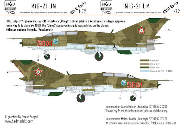 Mikoyan MiG21UM Mongol (5091 "Dong Squadron with star national insignias )  HAD72235
