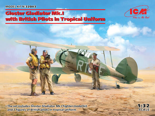 Gloster Gladiator Mk1 with Pilots in tropical Uniform  32043