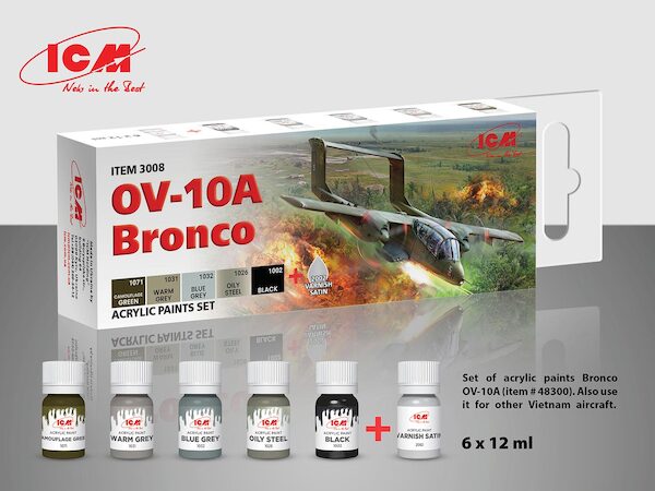 OV10A Bronco Acrylic paint set  (6 bottles)  ICM3008