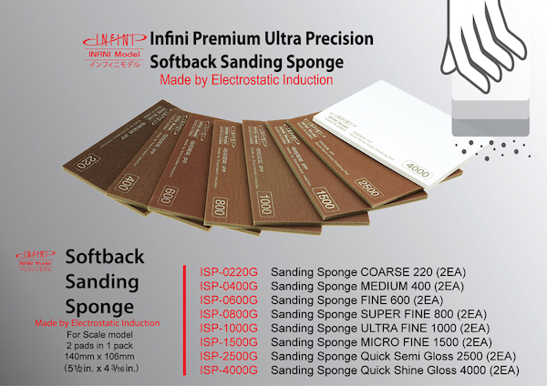 Softback Sanding Sponge pad quick semi gloss 2500 grade (2 pads included)  ISP-2500G