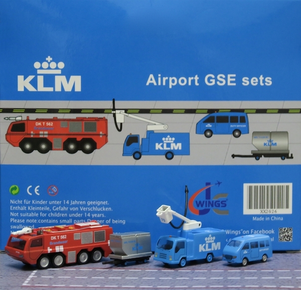 Airport GSE Sets KLM Fire Truck, LD-3 dolly, Boom Truck, Van Set 6  XX2026