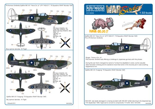 Spitfire MKVIII 79sq RAAF "Hava go jo" and "Avagrog":  kw132034