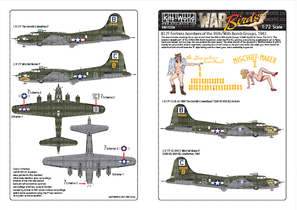 B17F Flying Fortress bombers of the 95/96BG 1943  kw172236