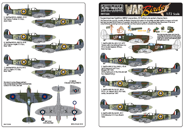 Supermarine Spitfire MKV RAF Cocardes, ID Letters and Characters  kw172243
