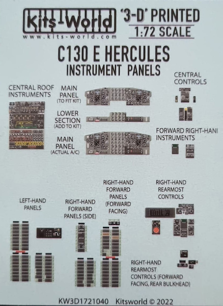 Lockheed C130E Hercules Instrument panels and side consoles (Italeri/Academy)  KW3D1721040