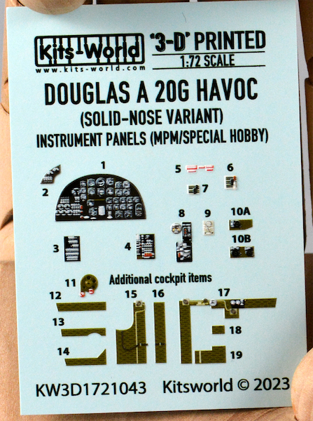 Douglas A20G Havoc solid nose Instrument panels and additional cockpit items (MPM/Special Hobby)  KW3D1721043