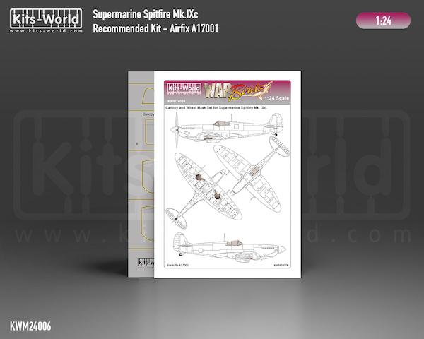 Supermarine Spitfire MKIXc  Canopy and wheel mask (Airfix)  kwm124006