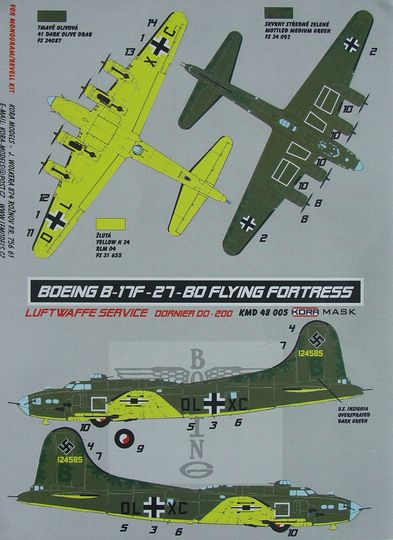 Boeing B17F Flying Fortress in Luftwaffe Service Masking set  KMD48005