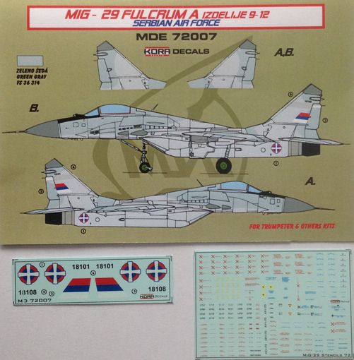 Mikoyan MiG29 Fulcrum A Izdelije 9-12 (Serbian Service)  MDE72007