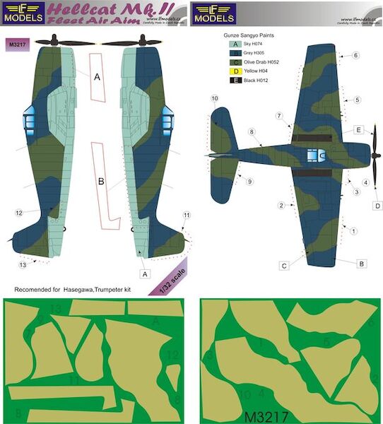 Grumman Hellcat MKII Fleet Air Arm Camouflage Painting Mask  (Hasegawa, Trumpeter)  LFM3217