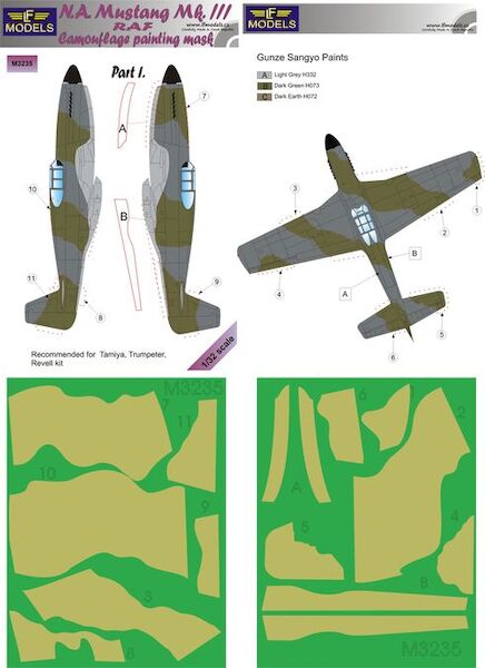 North American Mustang MKIII RAF Camouflage Painting Mask Part 1  LFM3235