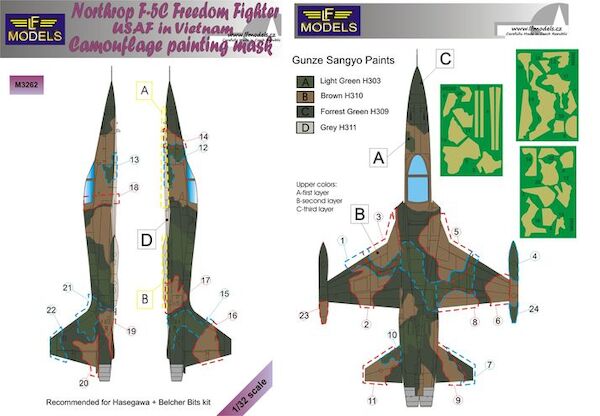Northrop F5C Freedom Fighter USAF Vietnam  Camouflage Painting Mask  LFM3262