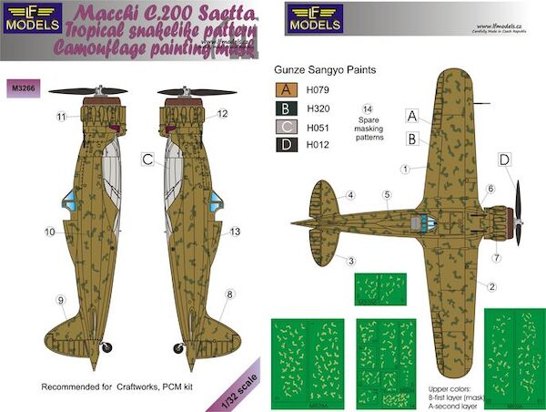Macchi C200 Saetta Tropical snakelike pattern Camouflage Painting Mask  LFM3266