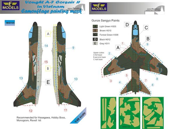 Vought A7 Corsair Vietnam Camouflage Painting Mask  LFM48105