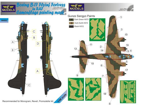 Boeing B17F/G Flying Fortress in RAF Camouflage Painting Mask  LFM4862