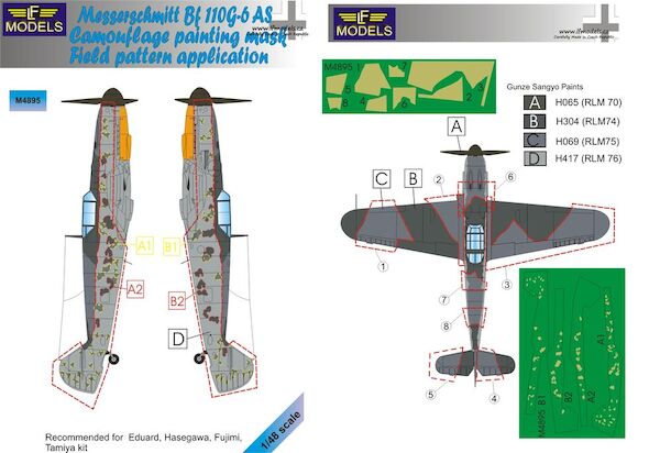 Messerschmitt BF109G-6AS Camouflage Painting Mask Field Applied Pattern  LFM4895