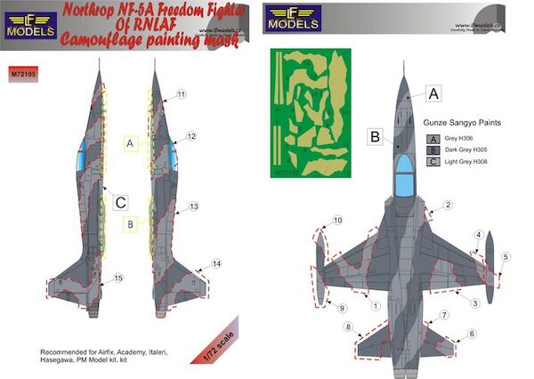 NF-5A Freedom Fighter of RNeth AF Camouflage Painting Mask - Grey Scheme  LFM72105