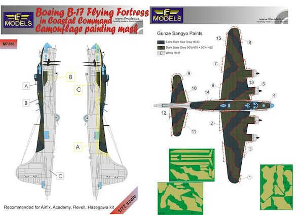 Boeing B17F/G Flying fortress in Coastal Command Camouflage Painting Mask  LFM7266
