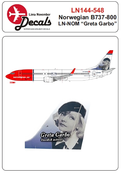 Boeing 737-800 (Norwegian LN-NOM 'Greta Garbo' tail)  LN144-548