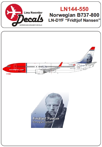 Boeing 737-800 (Norwegian LN-DYF 'Fridtjof Nansen' tail)  LN144-550