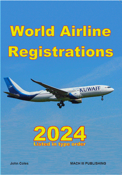 World Airline Registrations 2024, aircraft listed in type of aircraft order  WAR24V2SQ