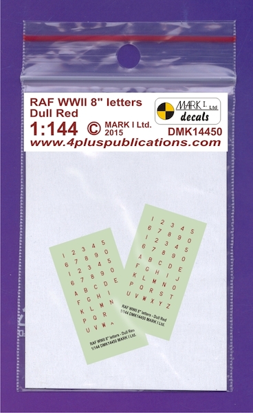 RAF WWII 8" Dull Red letters, 2 sets  DMK14450
