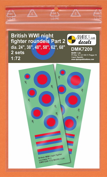 British WWI Night Fighter roundels, Pt.2, (2 sets)  DMK7209