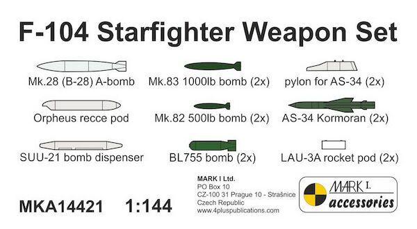 Lockheed F104 Starfighter Weapon Set (resin parts), for MK1  MKA14421