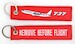 Keyholder with `Remove Before Flight ` on one side and `737`and silhouette on other side 