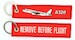 Keyholder with `Remove Before Flight ` on one side and `A320' and silhouette on other side 