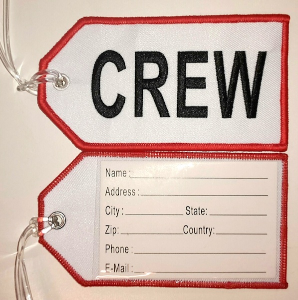 Crew baggage tag (white background)  CREW WHITE