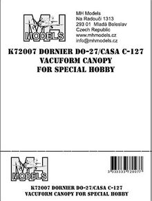 Dornier Do27 / Casa C127 Vacuform canopy (Special Hobby)  K72007