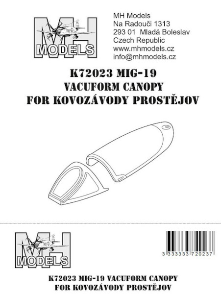 Mikoyan MiG19 Vacuform canopy (KP new)  K72023