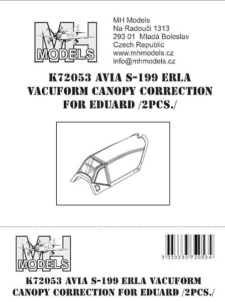Avia S199 Erla Vacuform canopy correction (2 pieces for Eduard)  K72053