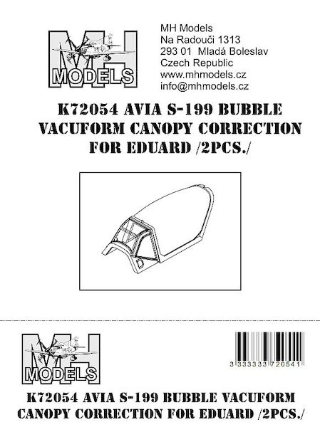 Avia S199 Bubble Vacuform canopy correction (2 pieces for Eduard)  K72054
