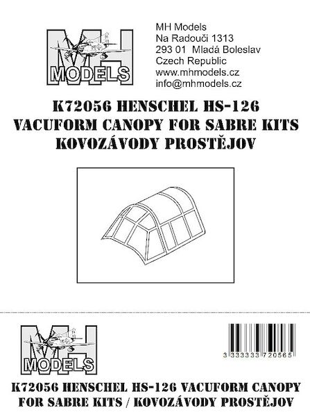 Henschel Hs126 Vacuform canopy (Sabre, KP)  K72056