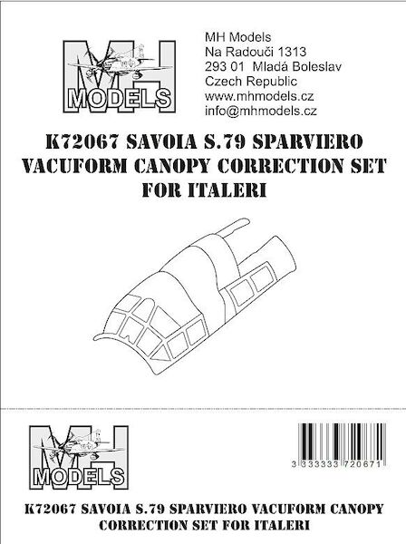 Savoia SM79 Sparviero Corrected Vacuform canopy (Italeri)  K72067